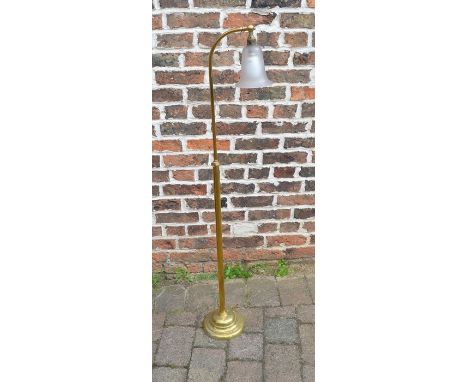Brass telescopic floor lamp with glass shade with Christopher Wray label