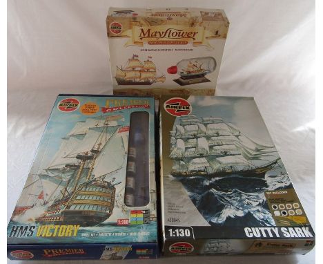 3 Airfix model kits - Mayfield ship in a bottle, HMS Victory and Cutty Sark