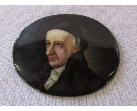 19th century porcelain portrait plaque of a gentleman entitled 'Wieland' 6 cm x 4.5 cm