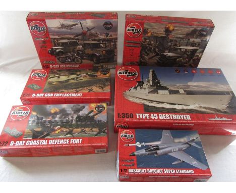 6 Airfix model kits inc D-Day Air and Sea assault, D-Day Gun Emplacement and D-Day coastal defence port