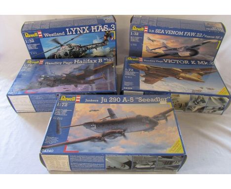 Selection of Revell model kits inc Westland Lynx Has.3, Handley Page Halifax B, Handley Page Victor K Mk.2 and D4 Sea venom F
