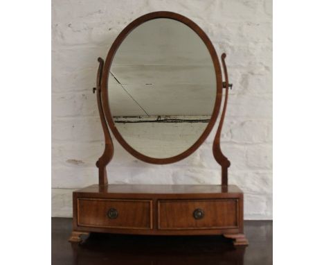 Georgian style oval dressing table mirror with 2 frieze drawers