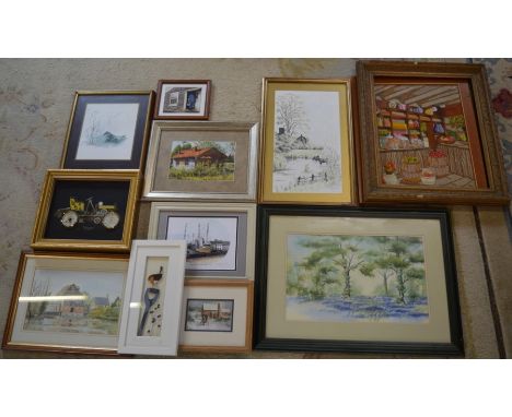 Various pictures &amp; a wall clock depicting a Rolls 10 1904 made up of watch parts&nbsp;