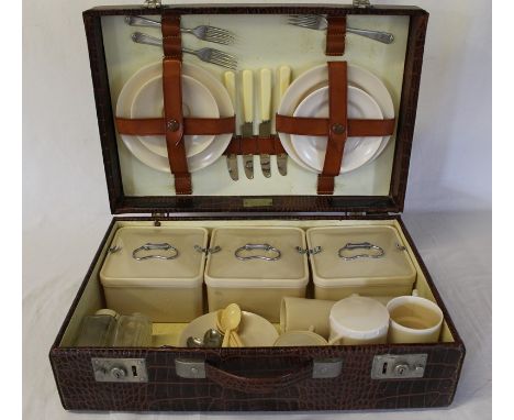 Coracle picnic hamper in the style of a leather effect suitcase