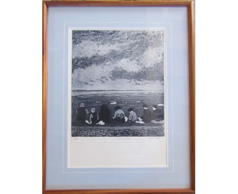 Pamela Guille A.R.C.A limited edition artist's proof etching 'Fish and Chips (on the Promenade)' pencil signed and titled by 