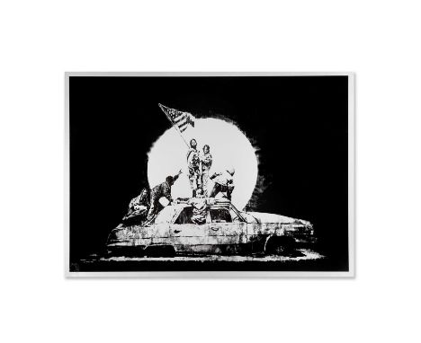 Banksy (British 1974-), ‘Flag (Silver)’, 2006, screenprint on silver cheomalux paper, numbered from an edition of 1000 in bla