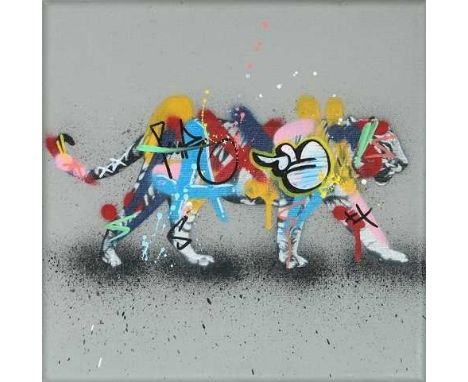 Martin Whatson (Norwegian 1984-), 'Tiger', 2017, stencil, spray paint and marker on canvas, signed and numbered from an editi