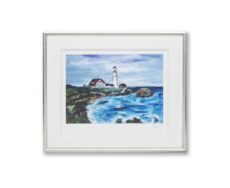 Bob Dylan (American 1941-), 'Lighthouse In Maine', 2017, giclee print in colours on wove paper, signed and numbered from an e