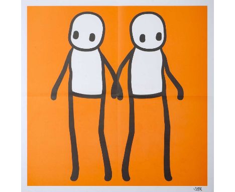Stik (British 1979-), 'Holding Hands (Orange)', 2020, offset lithograph in colours on wove paper, signed in black ink, accomp