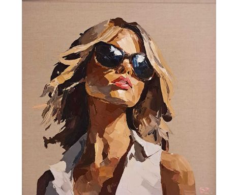 Zara Muse (British 1971-), 'In Her Own Light', 2023, unique, acrylic on canvas, signed lower right; 115 x 115cm inc frameARR 