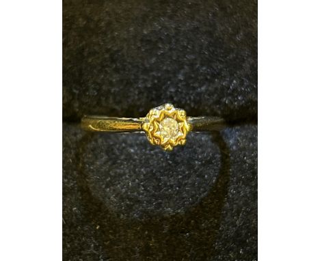 9ct Gold ring set with diamond solitaire Size K 1.6g