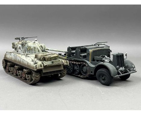 GUILLOW'S WWII ZERO,in original box, along with others including an Airfix Rommel's Half truck and Tamiya field guns and mode