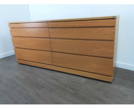 MODERN DANISH OAK CHEST BY SKOVBY,fitted with eight drawers, 190cm wide