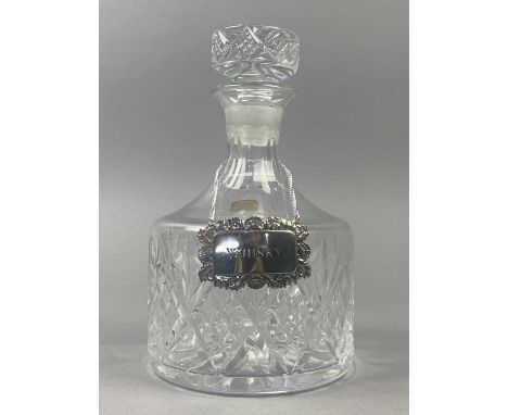 TWO WHITEFRIARS CRYSTAL DECANTERS,22cm and 21cm high, along with a Sterling decanter and three ships decanters (6)