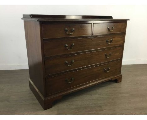 MAHOGANY REPRODUCTION OBLONG CHEST OF DRAWERS,with two short drawers over three long drawers, 88cm high, 115cm wide, 53cm dee