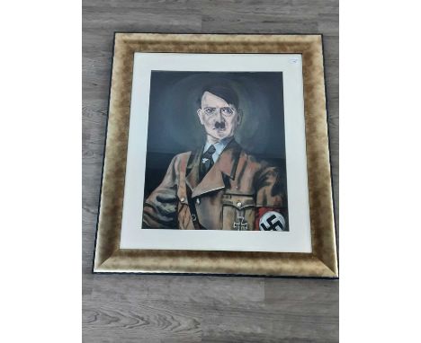 PORTRAIT OF ADOLF HITLER,mounted, framed and under glass, 88cm x 79cm