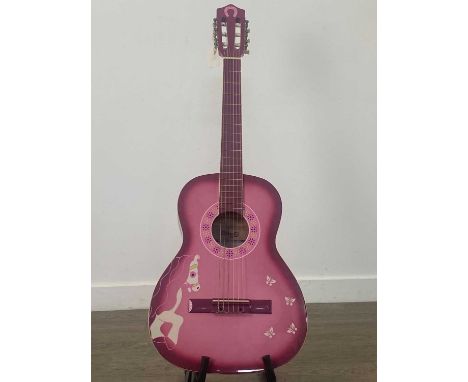 STAGG PONY GUITAR,along with a pink Falcon guitar (2)
