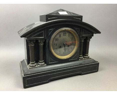 BLACK SLATE MANTEL CLOCK,32cm high