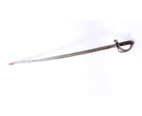 Scarce 1821 pattern Light Cavalry Troopers' sword with leather covered grip and steel three-bar hilt, regimental marked - D. 