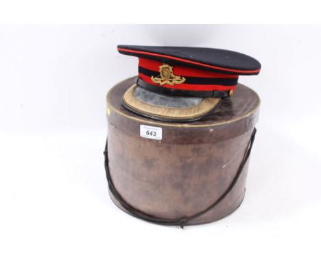 Royal Artillery Officers' cap with gold bullion work thread to peak, named on headband to R. Adearne by J. Daniels & Co. Ltd.