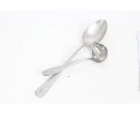 Nazi aluminium serving spoon / basting spoon, stamped with Luftwaffe eagle and marked - FI. U.V. on reverse, together with a 