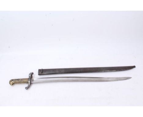 French 1842 Model sabre bayonet with Yataghan blade and steel scabbard