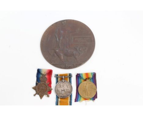 First World War memorial (death) plaque, named to Joseph John Purcell, together with Mons Star trio - comprising 1914 Star, n