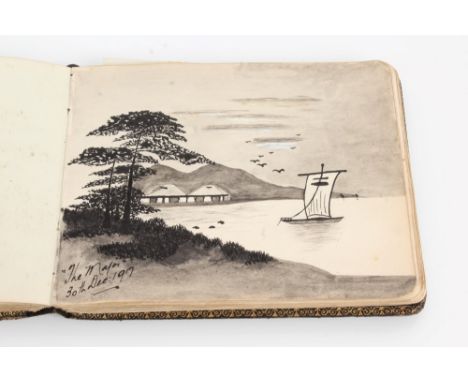First World War album containing drawings, poetry and notes from soldiers