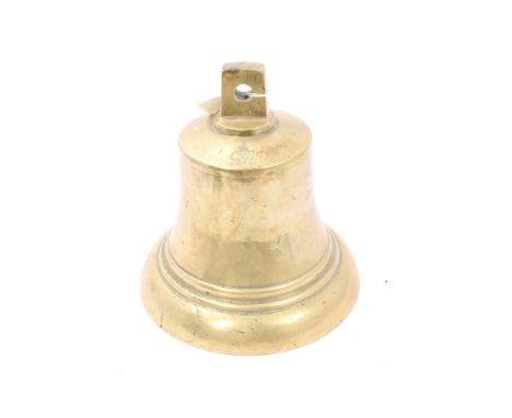 Large brass bell with George VI cypher, possibly from a fire engine, approximately 25cm high