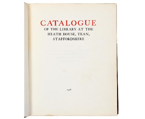 Country House library. Manuscript catalogue of the library at The Heath House, Staffordshire, 1908, neatly written on ruled l
