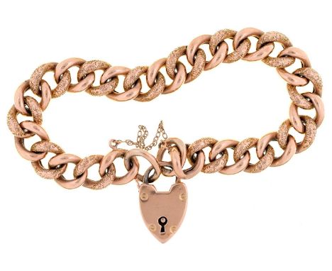 A gold curb bracelet and padlock, early 20th c, marked 9c or 9ct, 19cm l, 17g Condition ReportGood condition with light wear 