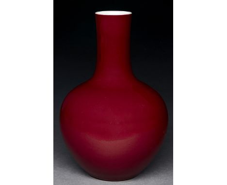 A Chinese red monochrome glazed vase, 29cm h, Kangxi mark Condition ReportGood condition