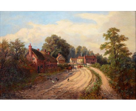 Enoch Crosland (1860-1938) - Village Scene, signed and dated 1893, oil on canvas, 29 x 45cm Condition ReportRestored, with lo