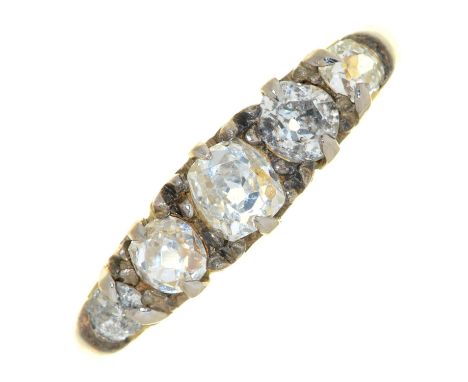 A five stone diamond ring, with old cut diamonds, in gold, 3.9g, size H Condition ReportOriginally with a larger hoop and som