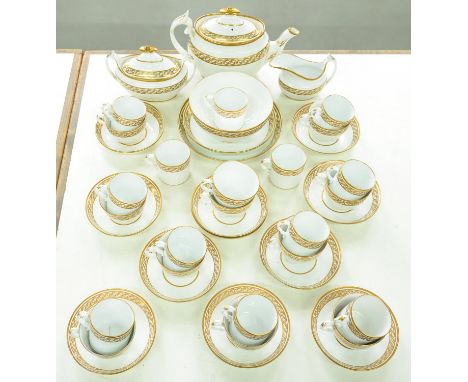 A Spode white and gilt tea and coffee service, c1810, of new oval shape, teapot and cover 15.5cm h (42) Condition ReportTeapo