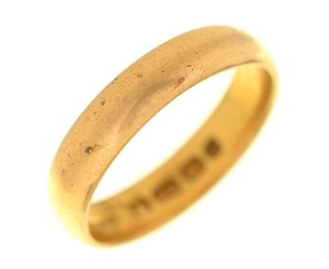 A 22ct gold wedding ring, Birmingham, probably 1894, 4.7g, size L 