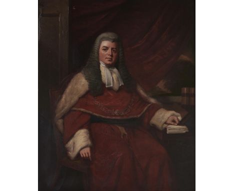 English School, 19th c - Portrait of the Rt. Hon. Sir Robert Dallas, three quarter length, in judicial robes in an interior, 