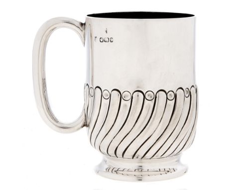 A Victorian silver mug, spirally lobed and fluted, 95mm h, maker's mark rubbed, Sheffield 1895, 4ozs 10dwts Condition ReportL