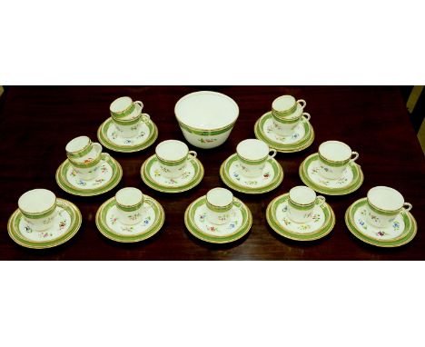 A Brown-Westhead, Moore &amp; Co bone china tea and coffee service, c1865, printed and painted with scattered flowers in gree