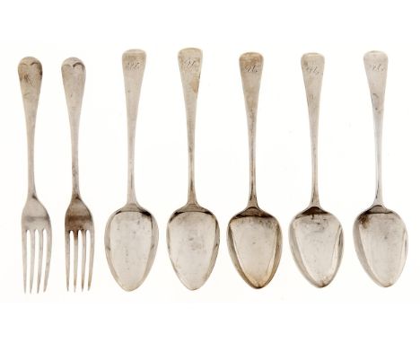 Miscellaneous silver dessert spoons and forks and smaller flatware, George III and later, 13ozs 10dwts Condition ReportLight 