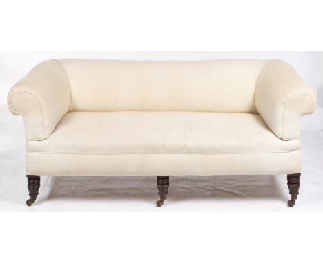 A Victorian Chesterfield sofa, on turned mahogany feet, pottery castors, seat height 41cm, 88cm deep, 200cm l Condition Repor