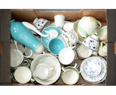 A Susie Cooper turquoise and polka dot bone china coffee service and miscellaneous ceramics Condition ReportVariable conditio