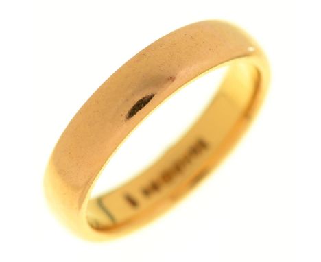 A 22ct gold wedding ring, Birmingham, date letter obscured, 4.6g, size H Condition ReportLight wear