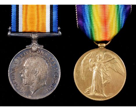 World War One pair,&nbsp; British War Medal and Victory Medal, 59100 Pte W Carr, Welsh R 