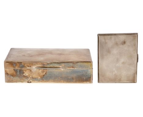 A George VI silver cigarette&nbsp; case, engine turned, 11.5cm, by H F Withers, Birmingham 1946, 5ozs 9dwts and a silver ciga