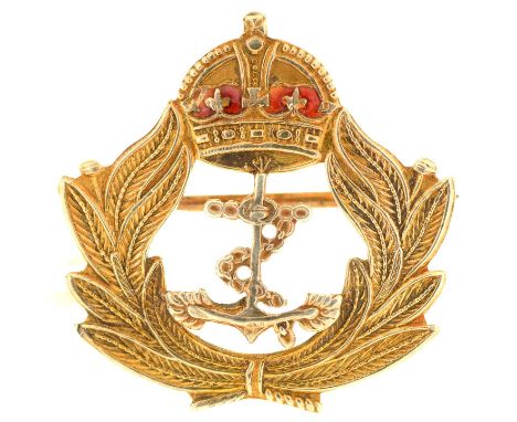 Royal Navy. A gold and enamel sweetheart's brooch pendant, 24mm, marked 9ct, 3.5g Condition ReportEnamel chipped
