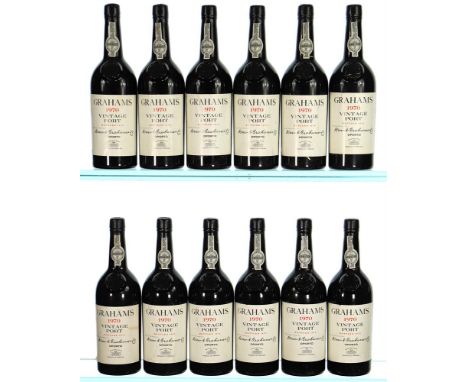 ß &nbsp1970 Graham's, Vintage Port OWC 12x75cl IN BOND Labels soiled and signs of old seepage  Previously owned by a member o