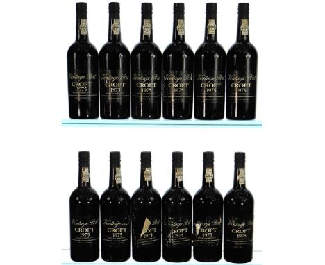 1975 Croft, Vintage Port OWC 12x75cl   6 labels damaged. 