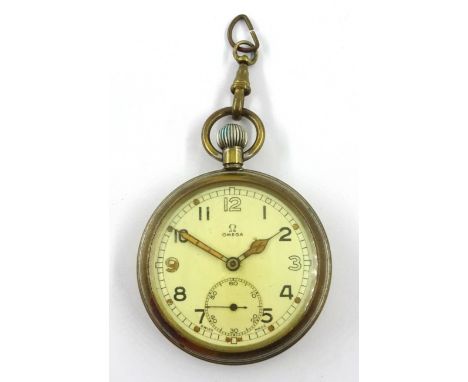 Omega Military issue pocket watch, reverse marked with broad arrow and G.S.T.P F044783   Condition Report  Working order, cle