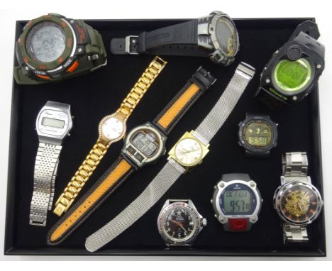 Collection of wristwatches including Services Shock Resistant, Russian Vostok Komandirskie, Timex, Limit etc (11)   Condition
